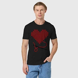 Футболка хлопковая мужская Сердце-вышиванка, цвет: черный — фото 2
