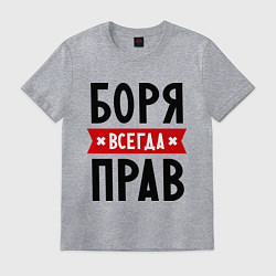 Футболка хлопковая мужская Боря всегда прав, цвет: меланж