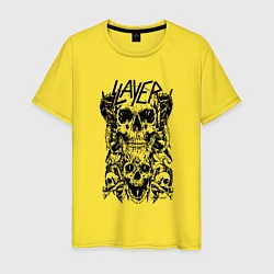 Футболка хлопковая мужская Slayer Skulls, цвет: желтый