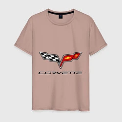 Футболка хлопковая мужская Chevrolet corvette, цвет: пыльно-розовый