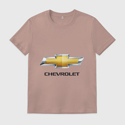 Футболка хлопковая мужская Chevrolet логотип, цвет: пыльно-розовый