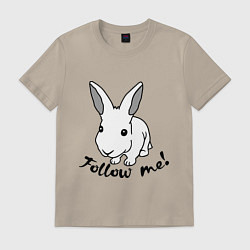 Футболка хлопковая мужская Rabbit: follow me, цвет: миндальный