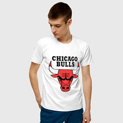 Футболка хлопковая мужская Chicago Bulls цвета белый — фото 2