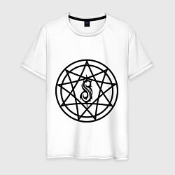 Футболка хлопковая мужская Slipknot Pentagram цвета белый — фото 1