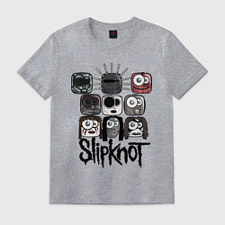 Футболка хлопковая мужская Slipknot Masks, цвет: меланж