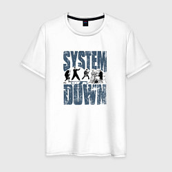Футболка хлопковая мужская System of a Down большое лого, цвет: белый