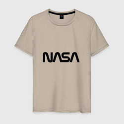 Футболка хлопковая мужская NASA, цвет: миндальный