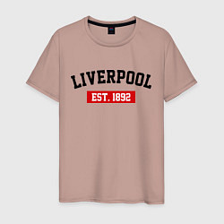 Футболка хлопковая мужская FC Liverpool Est. 1892, цвет: пыльно-розовый