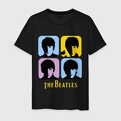 Футболка хлопковая мужская The Beatles: pop-art, цвет: черный