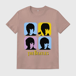 Футболка хлопковая мужская The Beatles: pop-art, цвет: пыльно-розовый