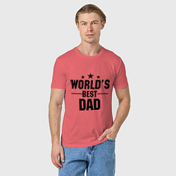 Футболка хлопковая мужская Worlds best DADDY, цвет: коралловый — фото 2