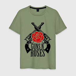 Футболка хлопковая мужская Guns n Roses: guns, цвет: авокадо