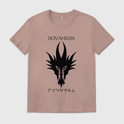 Футболка хлопковая мужская DRAGON DOVAHKIIN, цвет: пыльно-розовый