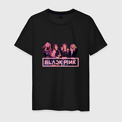 Футболка хлопковая мужская Black Pink Band, цвет: черный