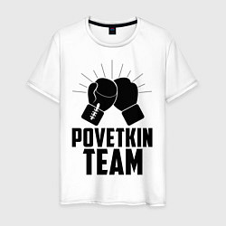 Футболка хлопковая мужская Povetkin Team, цвет: белый