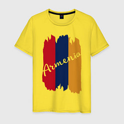 Футболка хлопковая мужская Armenia in my heart, цвет: желтый