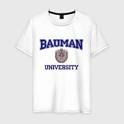 Футболка хлопковая мужская BAUMAN University, цвет: белый