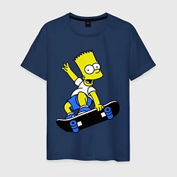Футболка хлопковая мужская Барт на скейте, цвет: тёмно-синий