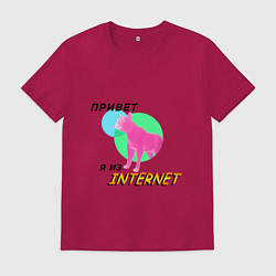 Футболка хлопковая мужская Привет я из internet, цвет: маджента