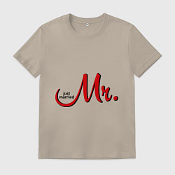 Футболка хлопковая мужская Mr. Just married, цвет: миндальный