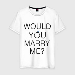 Футболка хлопковая мужская Would you marry me?, цвет: белый