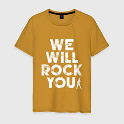 Футболка хлопковая мужская We Wil Rock You, цвет: горчичный