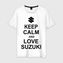 Футболка хлопковая мужская Keep Calm & Love Suzuki, цвет: белый