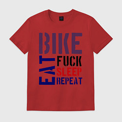 Футболка хлопковая мужская Bike eat sleep repeat, цвет: красный