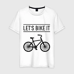 Футболка хлопковая мужская Lets bike it, цвет: белый