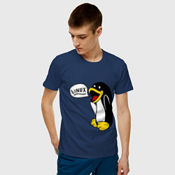 Футболка хлопковая мужская Пингвин: Linux, цвет: тёмно-синий — фото 2