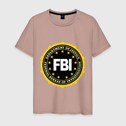 Футболка хлопковая мужская FBI Departament, цвет: пыльно-розовый