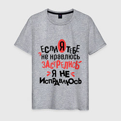 Футболка хлопковая мужская Я не исправлюсь, цвет: меланж