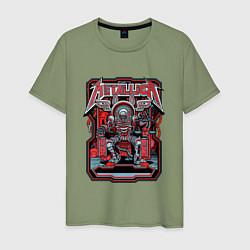 Футболка хлопковая мужская Metallica: Robot Style, цвет: авокадо