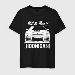 Футболка хлопковая мужская Nissan Silvia S14 Hoonigan, цвет: черный