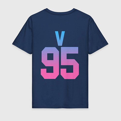 Мужская футболка BTS: Neon V / Тёмно-синий – фото 2