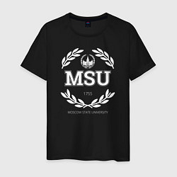 Футболка хлопковая мужская MSU, цвет: черный