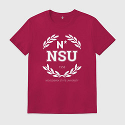 Футболка хлопковая мужская NSU, цвет: маджента