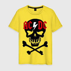Футболка хлопковая мужская AC/DC Skull, цвет: желтый