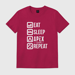 Футболка хлопковая мужская Eat, Sleep, Apex, Repeat, цвет: маджента