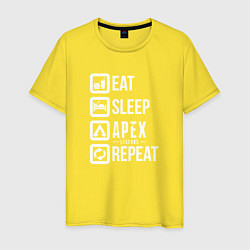 Футболка хлопковая мужская Eat, Sleep, Apex, Repeat, цвет: желтый