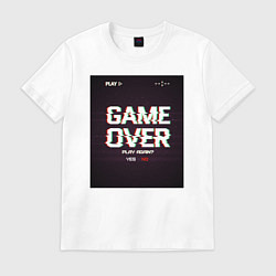 Футболка хлопковая мужская Game Over: Glitch Effect, цвет: белый