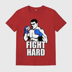 Футболка хлопковая мужская Fight hard, цвет: красный