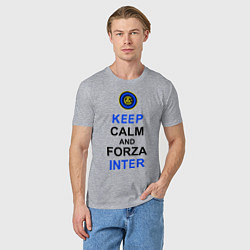 Футболка хлопковая мужская Keep Calm & Forza Inter, цвет: меланж — фото 2