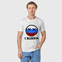Футболка хлопковая мужская I russia, цвет: белый — фото 2