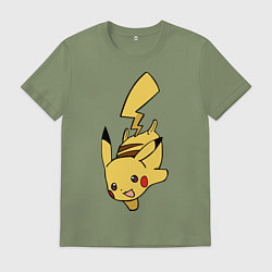 Футболка хлопковая мужская Радостный Пикачуха, цвет: авокадо