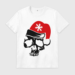 Футболка хлопковая мужская Череп в шапочке, цвет: белый