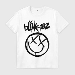 Футболка хлопковая мужская BLINK-182, цвет: белый