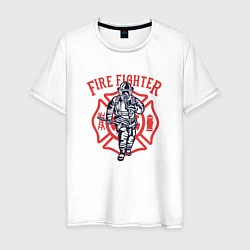 Футболка хлопковая мужская Fire fighter, цвет: белый