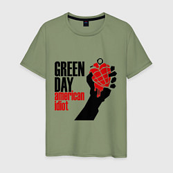 Футболка хлопковая мужская Green Day: American idiot, цвет: авокадо