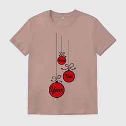 Футболка хлопковая мужская Шарики С новым годом, цвет: пыльно-розовый